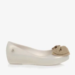 Mini Melissa Girls Pearlescent Beige Jelly Ballerinas Online