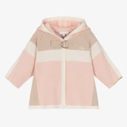 Chloé Girls Pink & Beige Cotton Knit Cardigan Hot