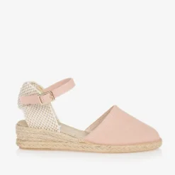 Pisamonas Girls Pink & Beige Wedge Espadrilles Discount
