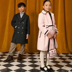 Patachou Girls Pink & Black Bouclé Coat Hot