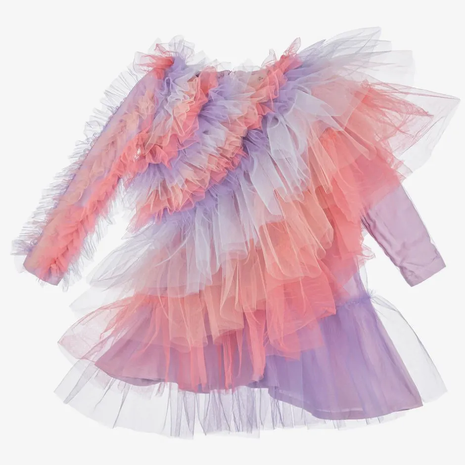 RaspberryPlum Girls Pink & Blue Asymmetric Tulle Dress Outlet