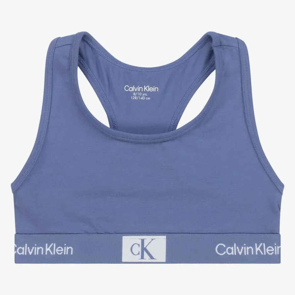 Calvin Klein Girls Pink & Blue Cotton Cropped Tops (3 Pack) Clearance