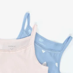 NAME IT Girls Pink & Blue Cotton Vests (2 Pack) Clearance