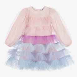 RaspberryPlum Girls Pink & Blue Tiered Tulle Dress Clearance