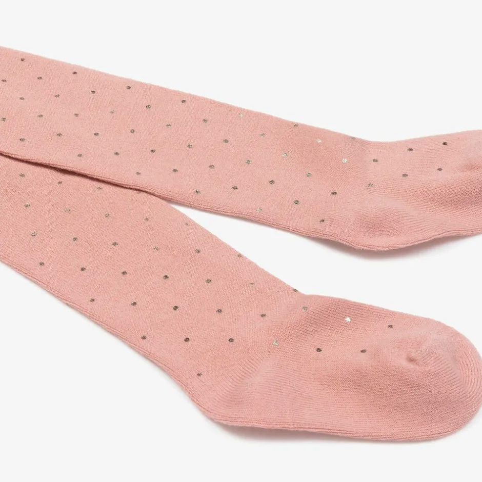Mayoral Girls Pink & Gold Spot Cotton Tights Outlet