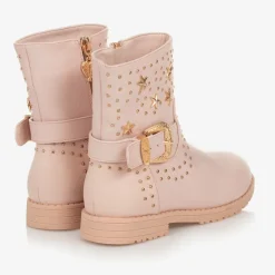 Angels Face Girls & Gold Studded Faux Leather Boots Pink Outlet