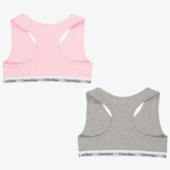 Calvin Klein Girls Pink & Grey Cotton Bralettes (2 Pack) New