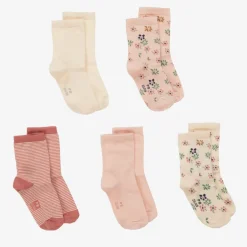 Petit Bateau Girls Pink & Ivory Cotton Socks (5 Pack)