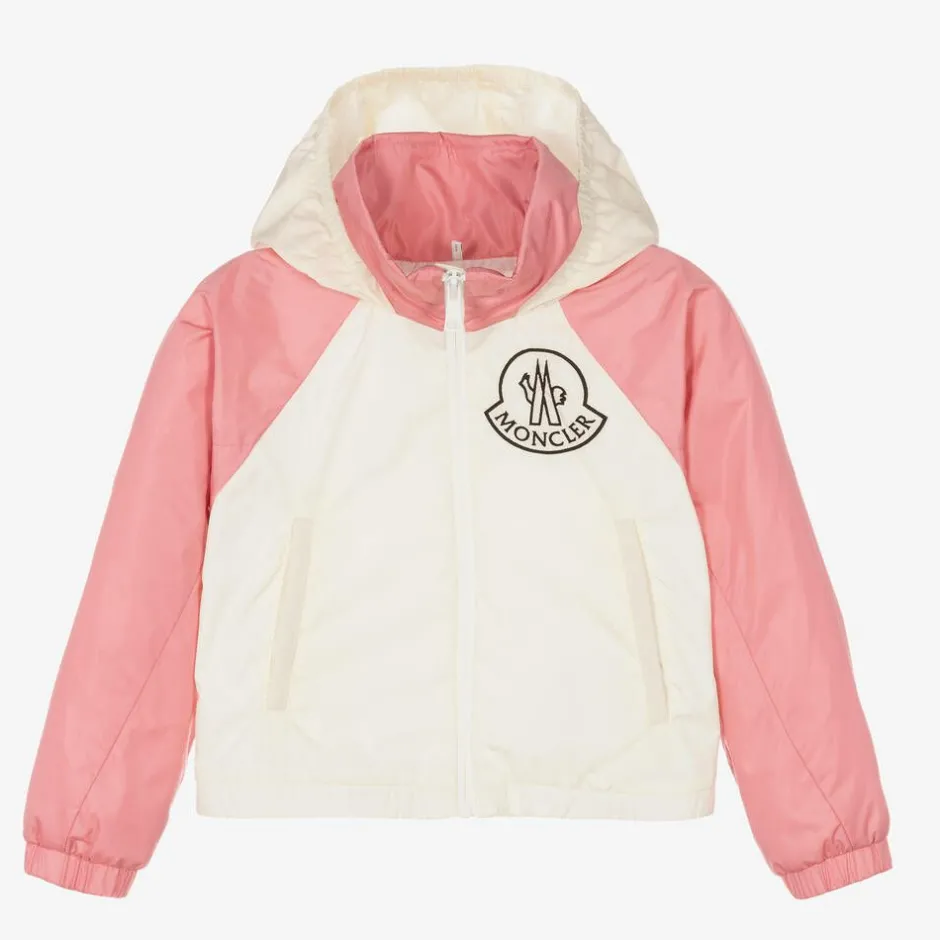 Moncler Enfant Girls Pink & Ivory Enabish Jacket Clearance