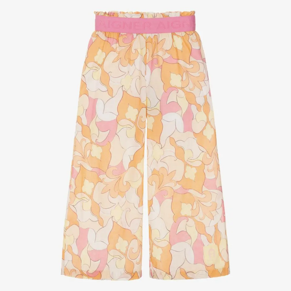 AIGNER Girls Pink & Orange Cotton Trousers Hot