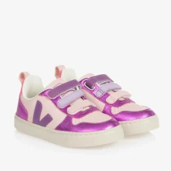 VEJA Girls Pink & Purple V-10 Leather Trainers Discount