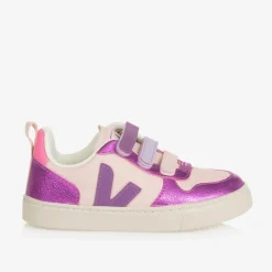 VEJA Girls Pink & Purple V-10 Leather Trainers Discount