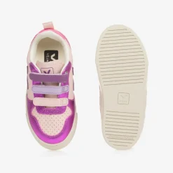 VEJA Girls Pink & Purple V-10 Leather Trainers Discount