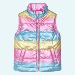 Hatley Girls Pink & Rainbow Reversible Gilet New
