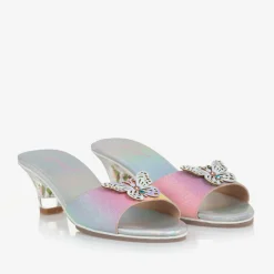 Souza Girls Pink & Silver Iridescent Heeled Shoes Outlet