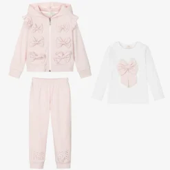 Caramelo Kids Girls Pink & White Cotton Tracksuit Set Best