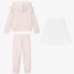 Caramelo Kids Girls Pink & White Cotton Tracksuit Set Best