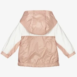 Moncler Enfant Girls Pink & White Logo Jacket Discount