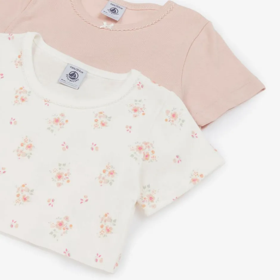 Petit Bateau Girls Pink & White Organic Cotton Vests (2 Pack) Best