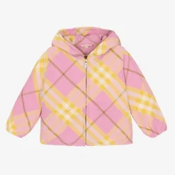 Burberry Girls Pink & Yellow Check Windbreaker Jacket Discount