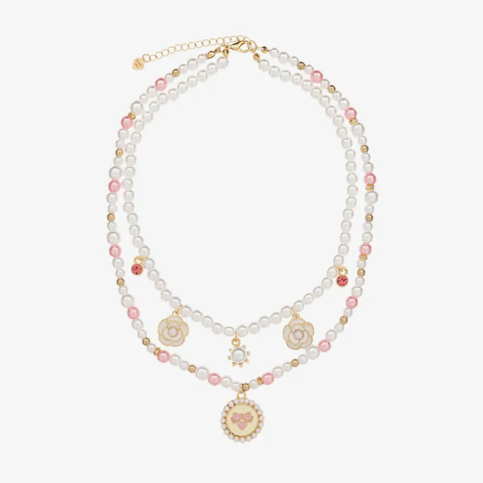 Angels Face Girls Pink & White Pearl Necklace (41cm) Hot