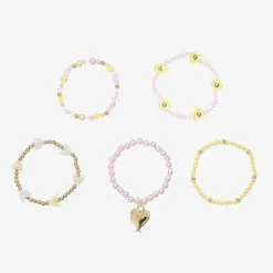 Angels Face Girls Pink & Yellow Bead Bracelets (5 Pack) Outlet