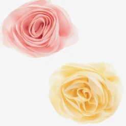 Milledeux Girls Pink & Yellow Rose Hairclips (2 Pack) Clearance