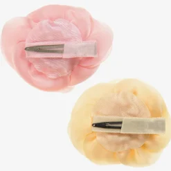 Milledeux Girls Pink & Yellow Rose Hairclips (2 Pack) Clearance