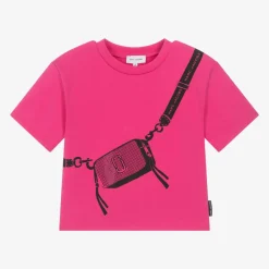 MARC JACOBS Girls Pink Bag Print Cotton T-Shirt New