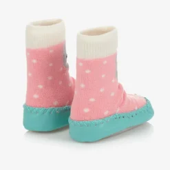 Powell Craft Girls Pink Bear Slipper Socks New