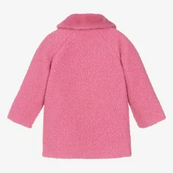 Mayoral Girls Pink Bouclé & Faux Fur Collar Coat Discount