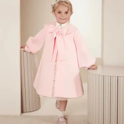 Mama Luma Girls Pink Bow Coat