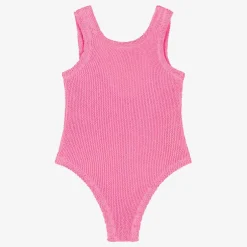 Hunza G Girls Pink Bow Crinkle Swimsuit Clearance
