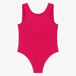 Hunza G Girls Pink Bow Crinkle Swimsuit Clearance