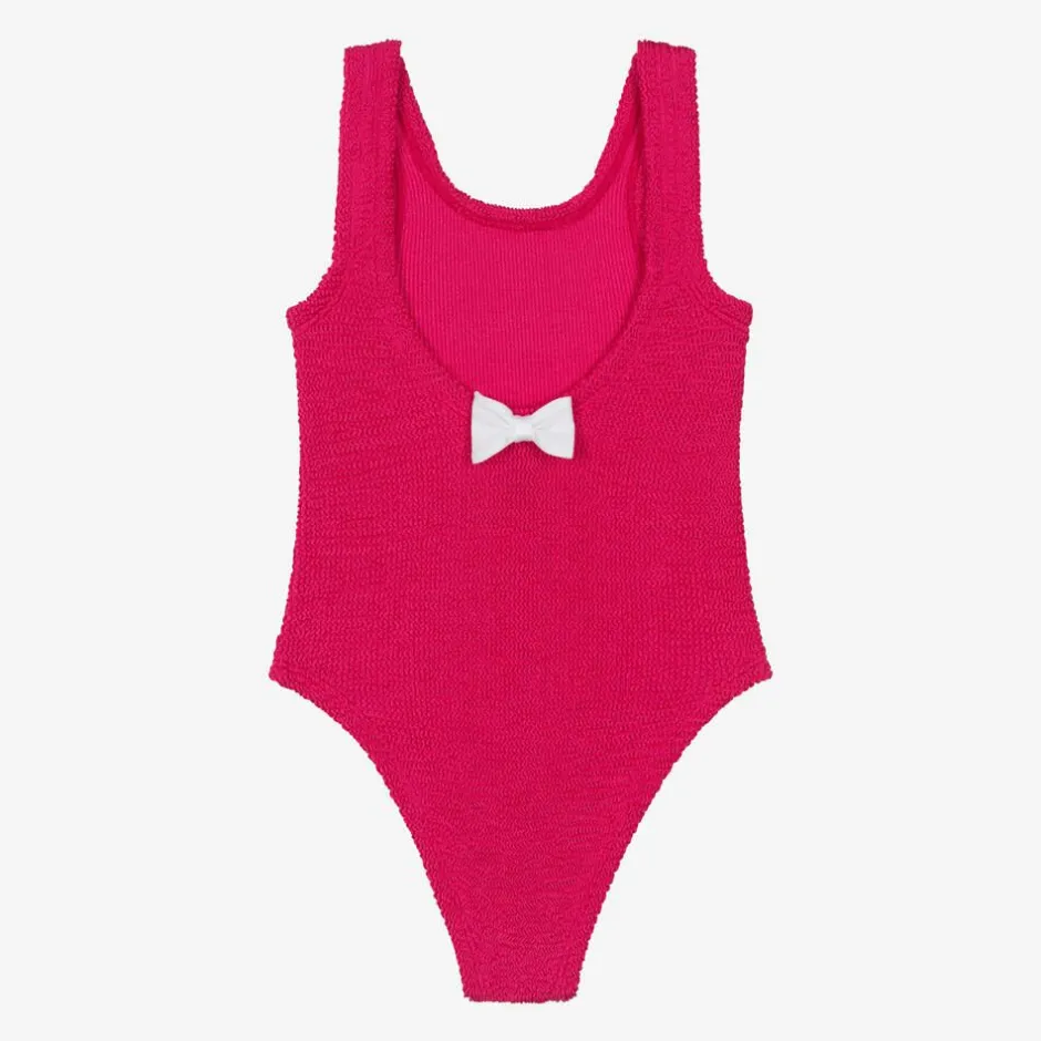 Hunza G Girls Pink Bow Crinkle Swimsuit Best