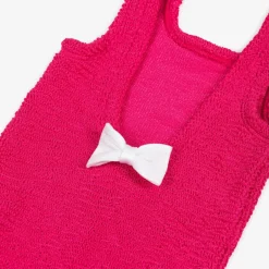 Hunza G Girls Pink Bow Crinkle Swimsuit Best