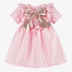 Mama Luma Girls Pink Bow Dress Outlet