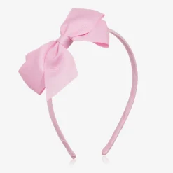 Peach Ribbons Girls Pink Bow Hairband Clearance