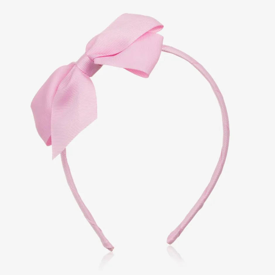 Peach Ribbons Girls Pink Bow Hairband Clearance