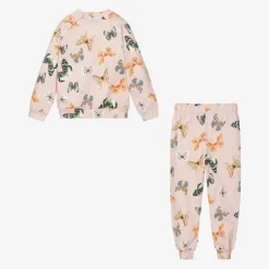 Molo Girls Pink Butterfly Print Organic Cotton Tracksuit Online