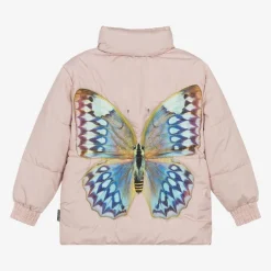 Molo Girls Pink Butterfly Puffer Jacket Online