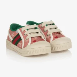 Gucci Girls Pink Canvas Double G 1977 Trainers Online