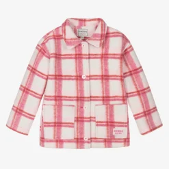 Guess Girls Pink Check Jacket New