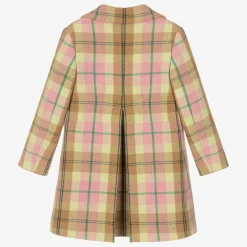 Gucci Girls Pink Check Wool Coat New