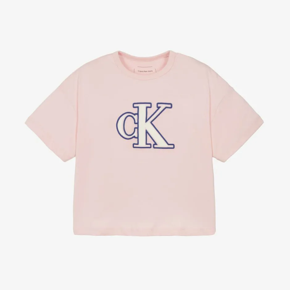 Calvin Klein Girls Pink CK Cotton T-Shirt Online