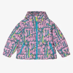Stella McCartney Kids Girls Pink Cosmic Hooded Puffer Jacket