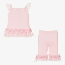 Beau KiD Girls Pink Cotton & Lace Leggings Set Best