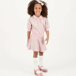 Angels Face Girls Pink Cotton & Lurex Check Skirt Set FairyPink Sale