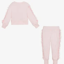 Angels Face Girls Pink Cotton & Tulle Frill Tracksuit Clearance