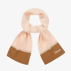 Chloé Girls Pink Cotton & Wool Knit Scarf